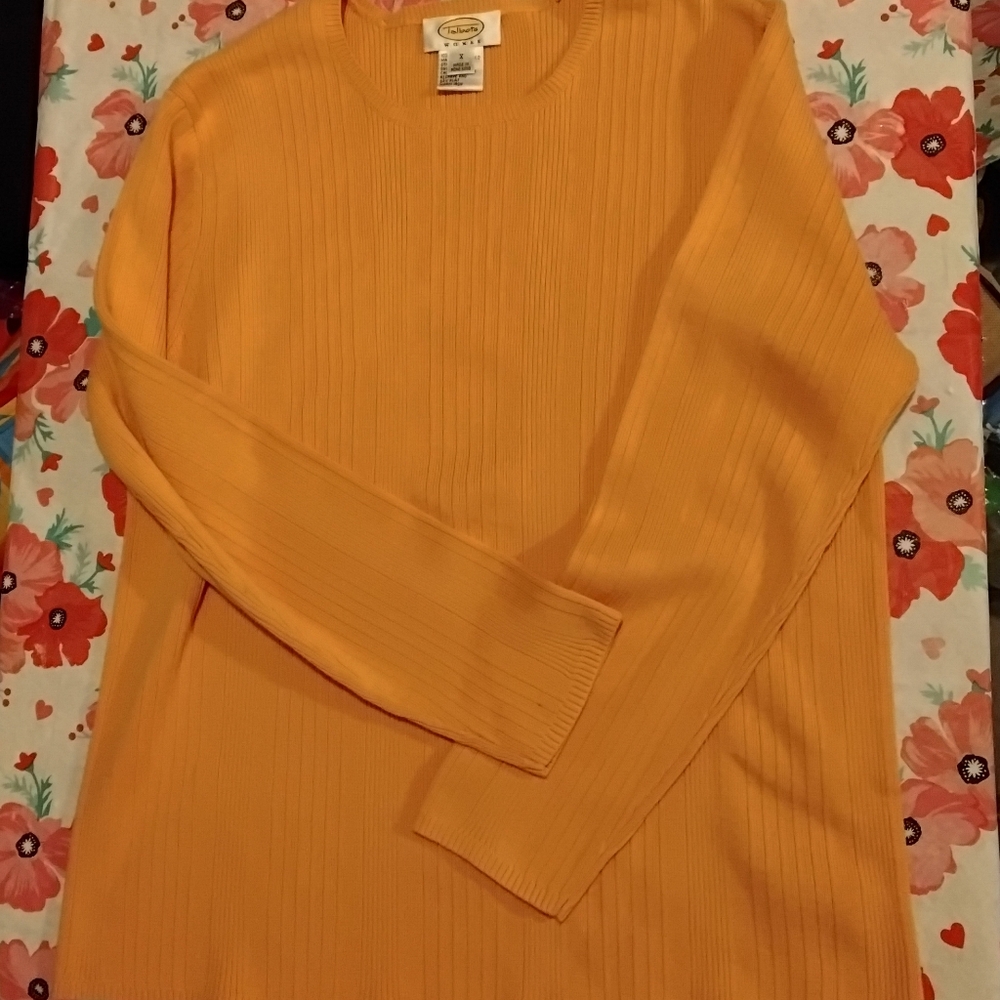 Talbots 100% cotton pastel orange long sleeve sweater Women’s size XL 1X